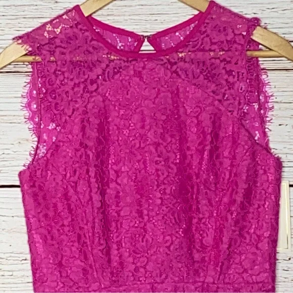 NWT Shoshanna Paris Lace Fit and Flare Dress in Hot Pink Sz 2